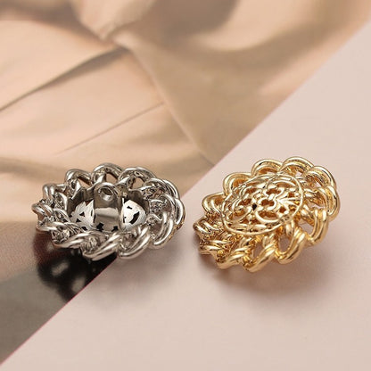 Retro Style Irregular Hollow Floral Hand-Sewn Metal Button 10PCS