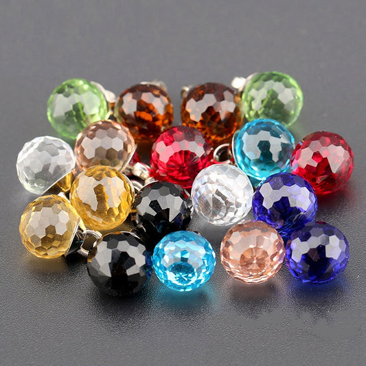 10mm Candy-Colored Glass Spherical Buttons 10pcs