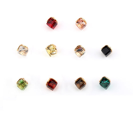 12mm Square Crystal Glass Decorative Mini Buttons 10pcs