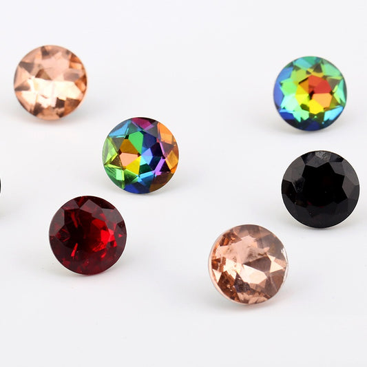 10-12mm Crystal Clear Glass Buttons Multi-Faceted 10pcs