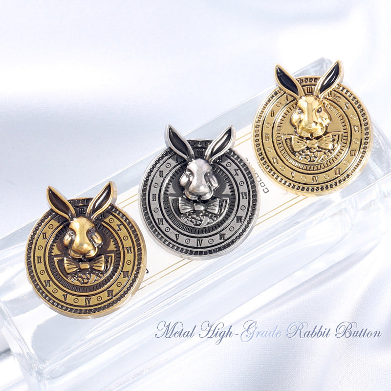 18-23mm Vintage Gold Silver Bronze Rabbit Head Metal Coat Buttons 15 Pack