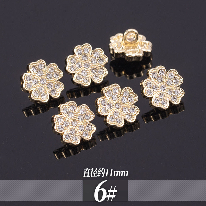 11-13mm Gyldne Metall Rhinestone Skjorte Knapper 70 Pakke