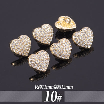 11-13mm Gyldne Metall Rhinestone Skjorte Knapper 70 Pakke