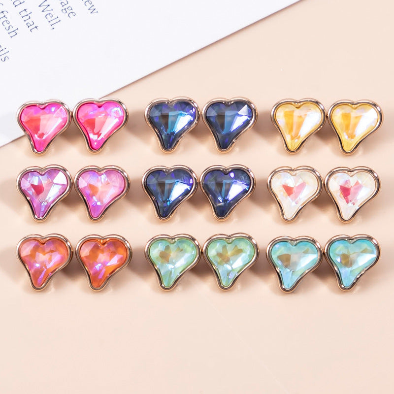 10mm Crystal Heart-Shaped Metal Buttons for Women's Clothing 20pcs