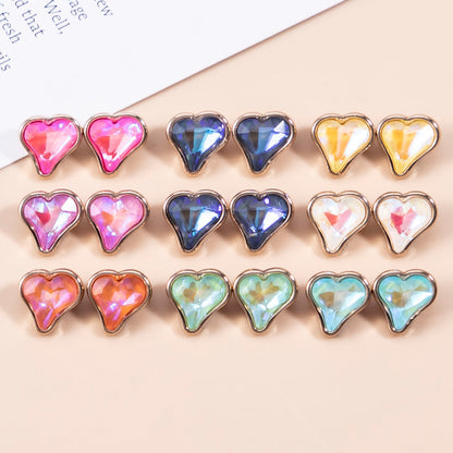 Botones de metal en forma de corazón de cristal de 10 mm para ropa de mujer 20 piezas