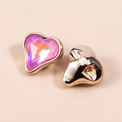 Botones de metal en forma de corazón de cristal de 10 mm para ropa de mujer 20 piezas