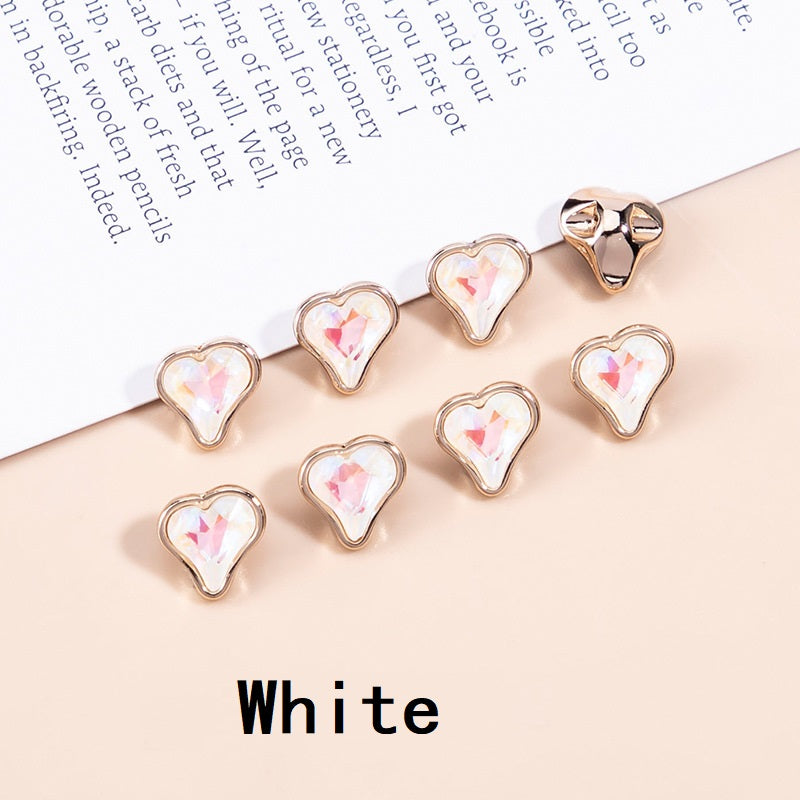 10mm Crystal Heart-Shaped Metal Buttons for Women's Clothing 20pcs