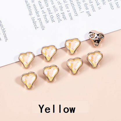 10mm Crystal Heart-Shaped Metal Buttons for Women's Clothing 20pcs