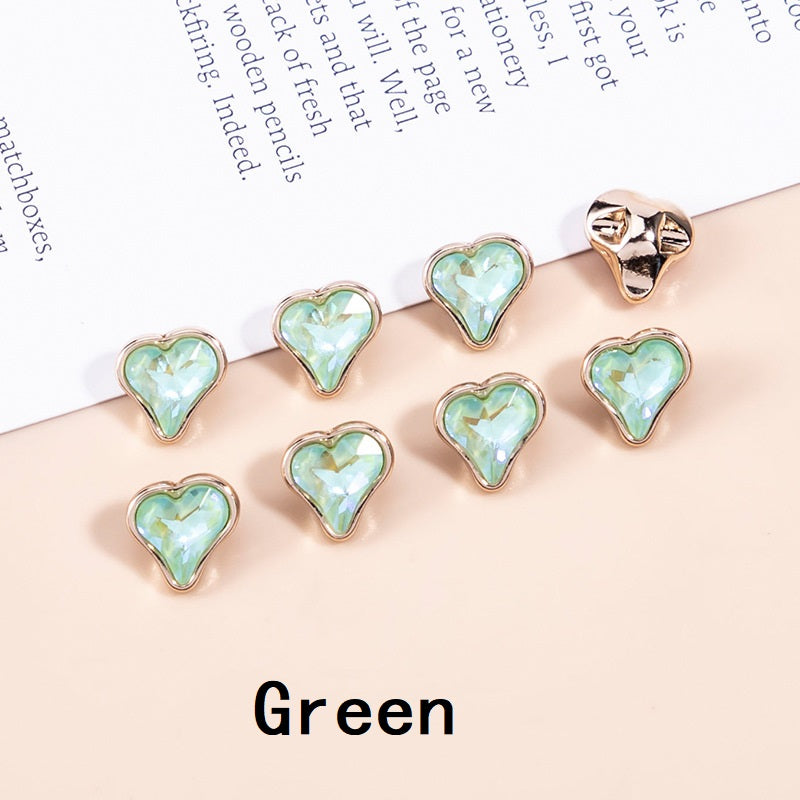 10mm Crystal Heart-Shaped Metal Buttons for Women's Clothing 20pcs