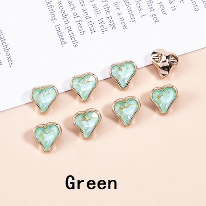 10mm Crystal Heart-Shaped Metal Buttons for Women's Clothing 20pcs