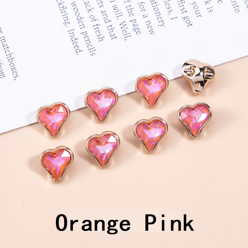 10mm Crystal Heart-Shaped Metal Buttons for Women's Clothing 20pcs