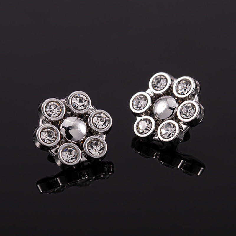 11-12mm Sølv Metall Rhinestone Skjorte Knapper 85 Pakke (17 Stiler)