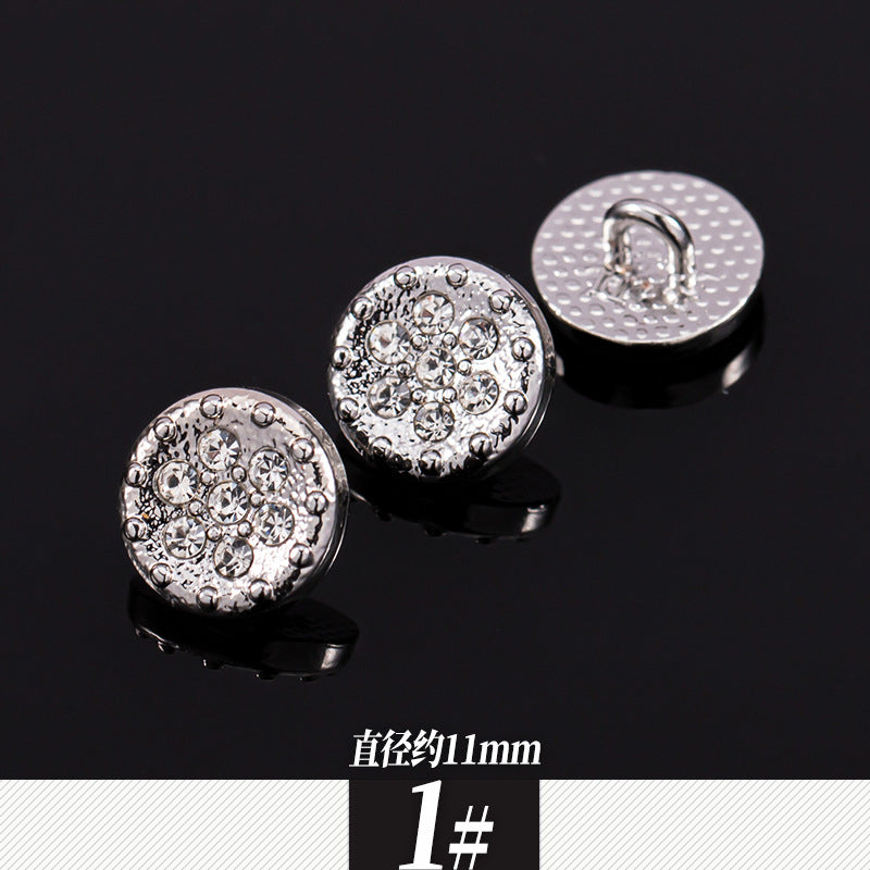 11-12mm Sølv Metall Rhinestone Skjorte Knapper 85 Pakke (17 Stiler)