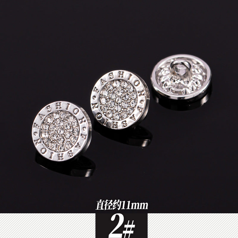 11-12mm Sølv Metall Rhinestone Skjorte Knapper 85 Pakke (17 Stiler)