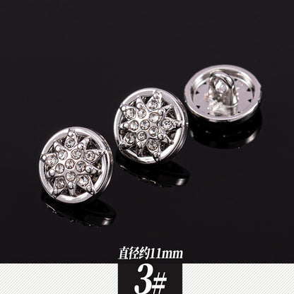 11-12mm Sølv Metall Rhinestone Skjorte Knapper 85 Pakke (17 Stiler)