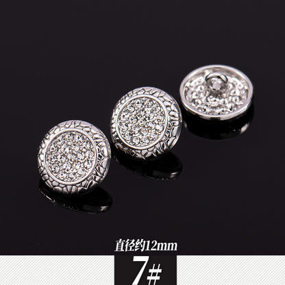 11-12mm Sølv Metall Rhinestone Skjorte Knapper 85 Pakke (17 Stiler)