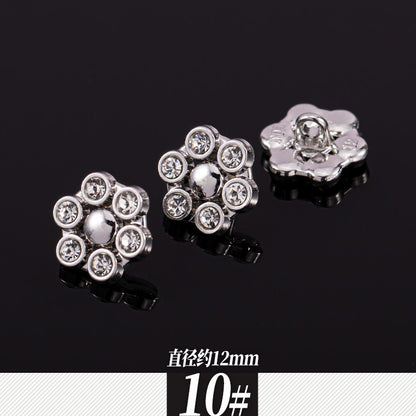 11-12mm Silver Metal Rhinestone Shirt Buttons 85 Pack(17 Styles)