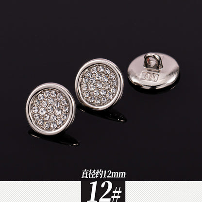 11-12mm Sølv Metall Rhinestone Skjorte Knapper 85 Pakke (17 Stiler)