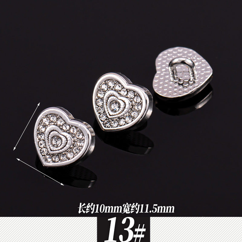 11-12mm Sølv Metall Rhinestone Skjorte Knapper 85 Pakke (17 Stiler)