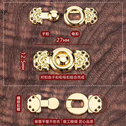 Fecho de Botão de Metal Chinês Tradicional para Hanfu Cheongsam - Pacote com 20