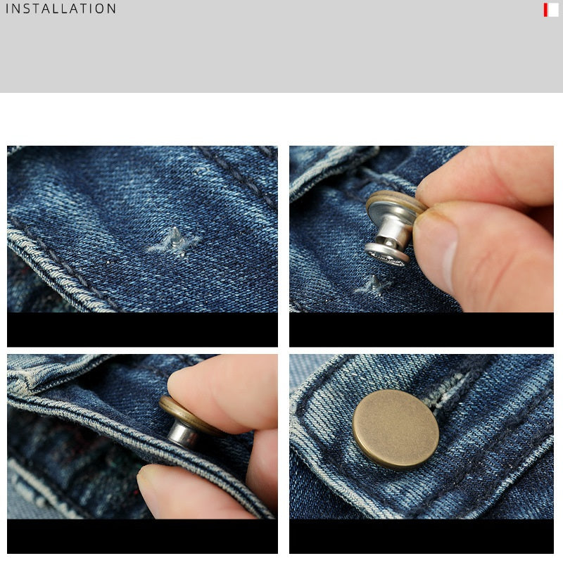 27L Jeans Ajustáveis com Botão Metálico Sem Necessidade de Perfurar 100 Pacotes (20 Estilos)