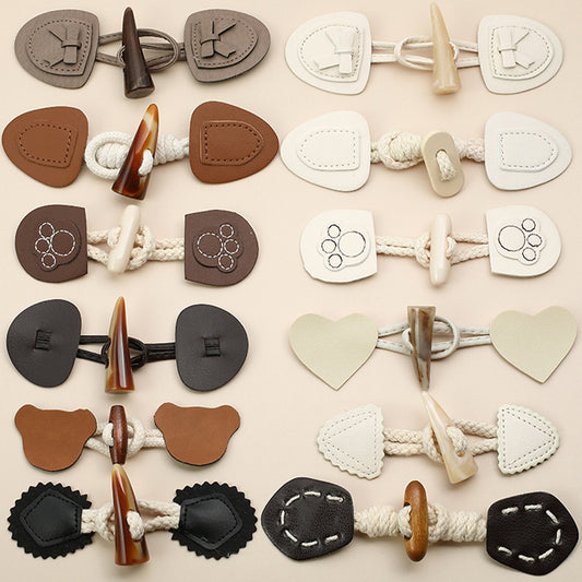 Leather and Resin Horn Buttons - Women's Coat Fasteners 12 Pack