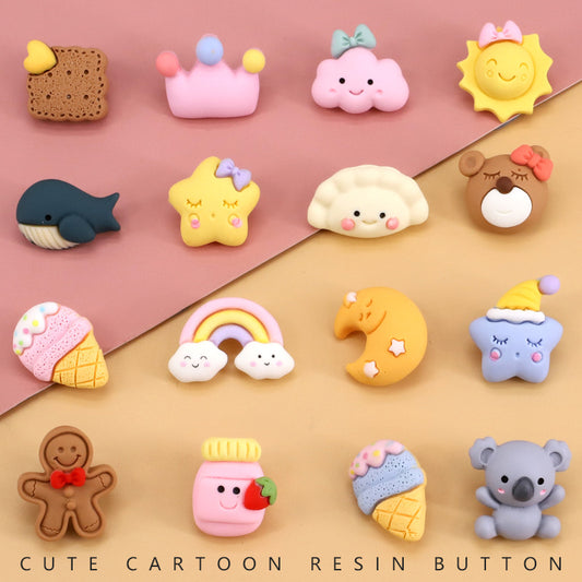 Boutons en résine sur le thème d'animaux de dessin animé mignons pour vêtements de bébé 110 pièces (22 styles)