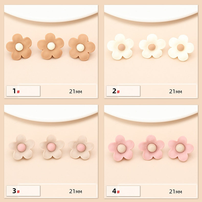 15 Style Colorful Flower Resin Buttons for Children's Sweaters 75 Pack