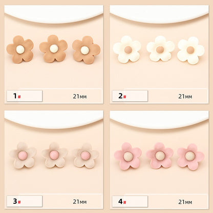 15 Style Colorful Flower Resin Buttons for Children's Sweaters 75 Pack