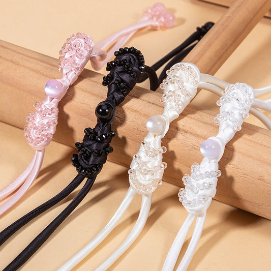 39cm Long-Tailed Pipa Crystal Whip Chinese Knot Button 4pcs