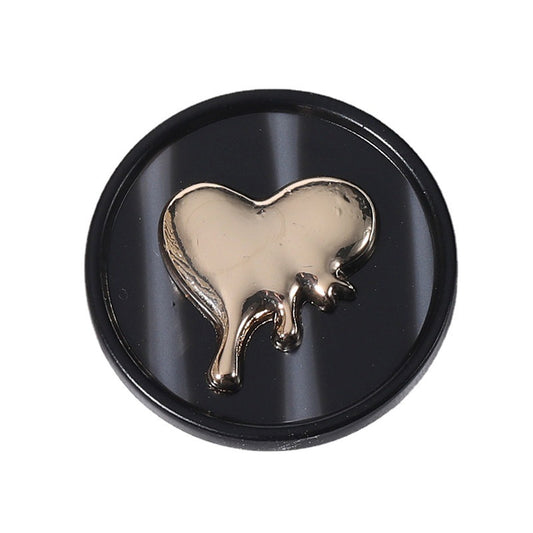 18-25mm Round Resin Metal Heart Buttons 12pcs