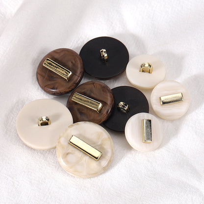 Beige Brown Electroplated Plastic Resin Round Combination Buttons 20pcs