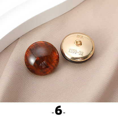 7-Color Pearlescent Resin Cat's Eye Buttons with Metal Base 35 Pack