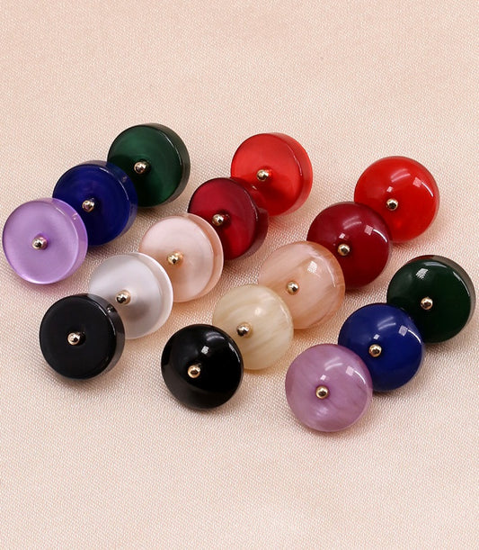 Boutons ronds en résine de 11,5 mm avec tige en métal, pack de 90 (16 styles)