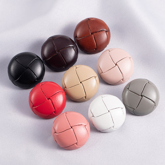 15-28mm Vintage Hand-Woven Genuine Leather Sweater Buttons 5pcs