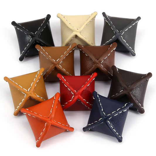 Rhombus Genuine Leather Buttons for Women's Cashmere Coats 10 Pack