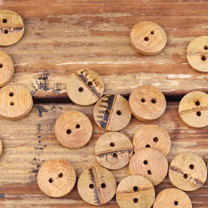 18-40L Natural Bamboo Two-Hole Buttons 30 Pack (6 Sizes)