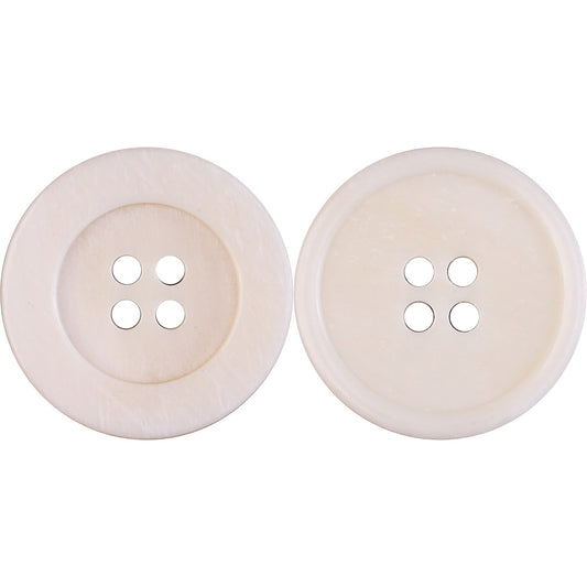 15-25mm Flat Wide-Edged 4 Hole Genuine Bovine Bone Buttons 20 Pack