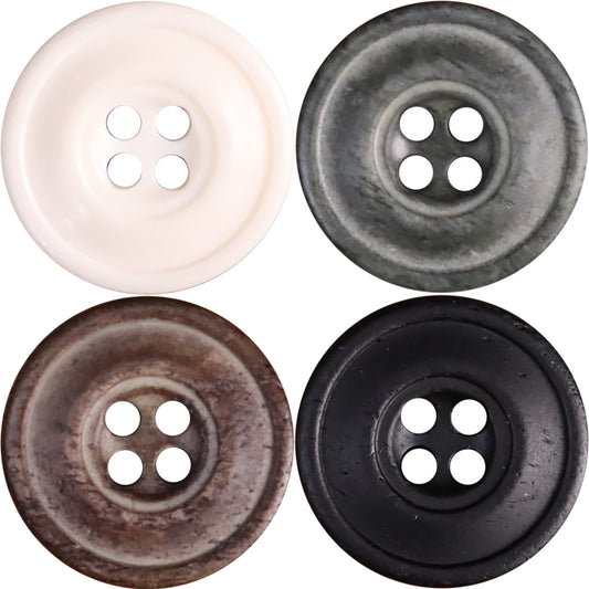 Retro Distressed Bovine Bone Buttons for Men's Jackets Shirts 48 Pack (4 Sizes)