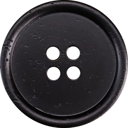 18-40L Bovine Bone Black Painted Round-Edged Four-Hole Buttons 12pcs