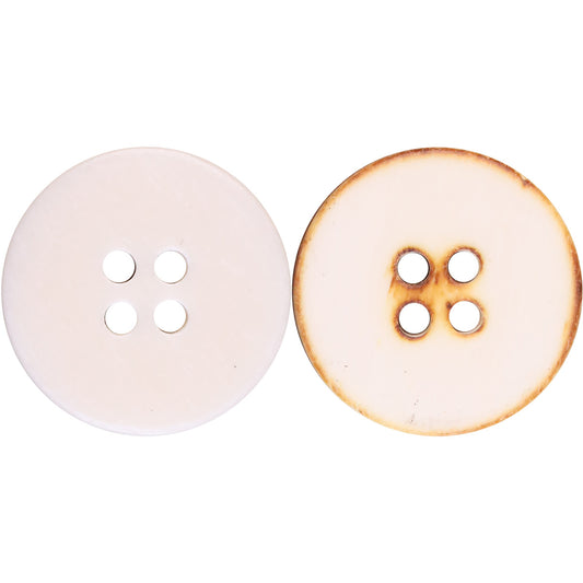 18-40L White Burnished Double-Flat Bovine Bone Buttons 30 Pack