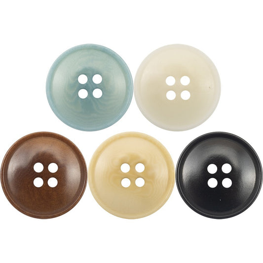 15-25mm Gray-Blue Palm Nut Shell Corozo Four-Hole Buttons 25 Pack