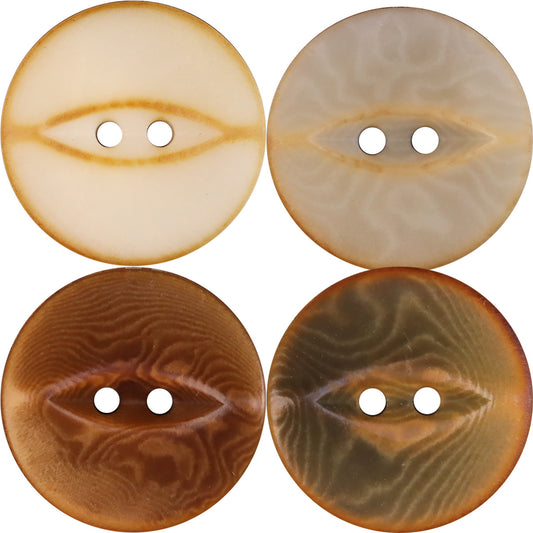 Natural Reddish-Brown Gray Fish-Eye Palm Nut Shell Buttons 20 Pack