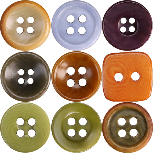 11.5mm Natural Fruit Shirt Buttons for Polo Shirts 45 Pack (9 Styles)