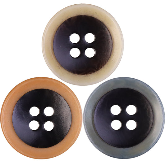 Two-Tone Natural Palm Fruit Shell Four-Hole Buttons 30 Pack (3 Colors)