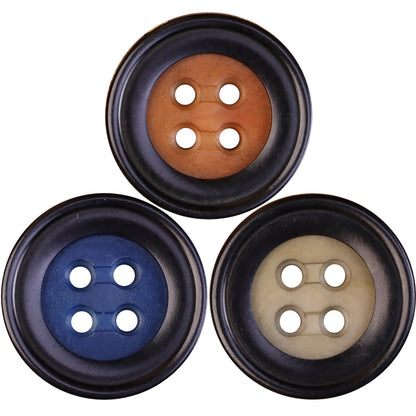 Two-Tone Palm Fruit Shell Four-Hole Buttons for Men's Jackets 30 Pack