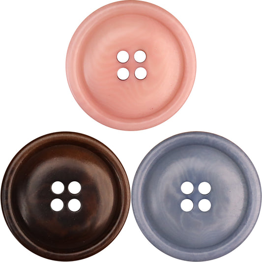 Dark Coffee Pink Blue Natural Eco-Friendly Corozo Buttons 20 Pack (4 Sizes)