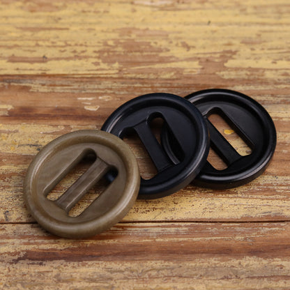 Two Oblong Hole Corozo Buttons Black Navy Blue Khaki 15 Pack (3 Colors)