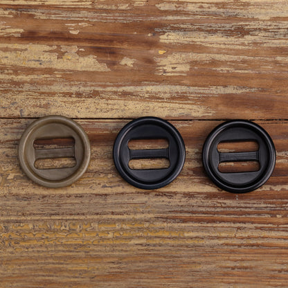 Two Oblong Hole Corozo Buttons Black Navy Blue Khaki 15 Pack (3 Colors)