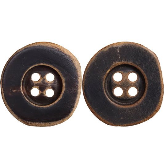 Boutons en corne brunie de forme irrégulière noir - Paquet de 25 (5 tailles)